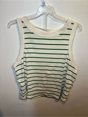 Old Navy White Tank Top with Green Stripes